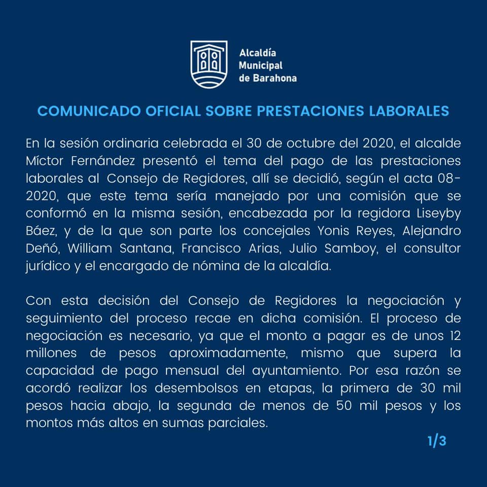 Comunicado Oficial sobre Prestaciones Laborales'